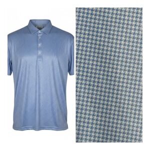 NWT Collars & Co Mens Polo 3XLDress Collar Blue‎ Houndstooth Stretch Golf